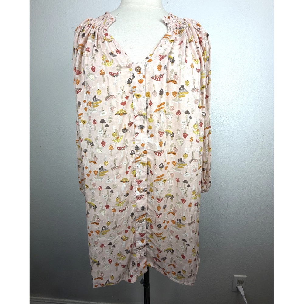 NWT Wallpapher Women's Mushroom Boho Peasant Blouse Size XXL